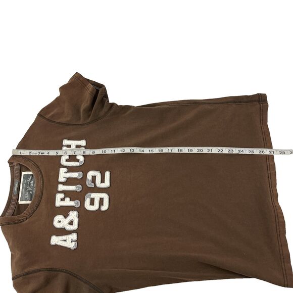 Mens Y2K Vintage Abercrombie & Fitch Spellout T-Shirt Size Medium Muscle Brown - Picture 6 of 7